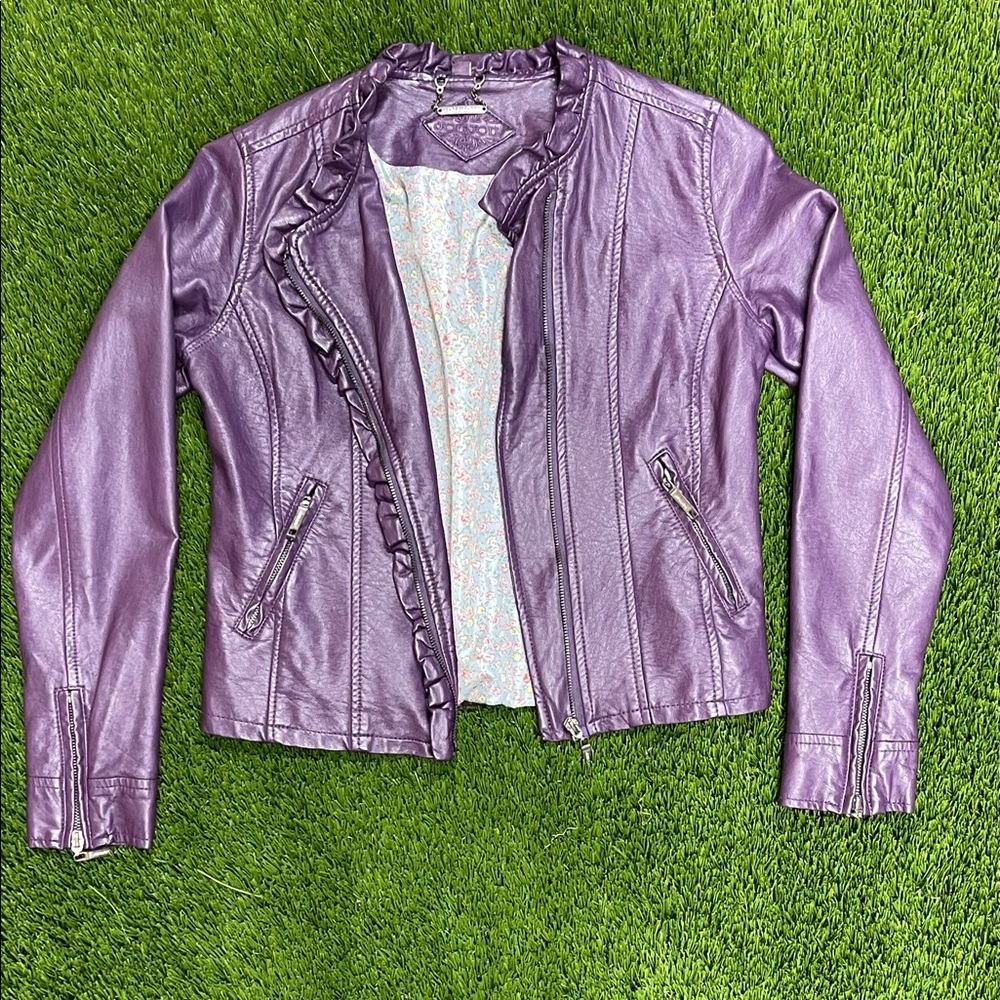 On Trend Fall 2021 Purple Faux Leather Jacket